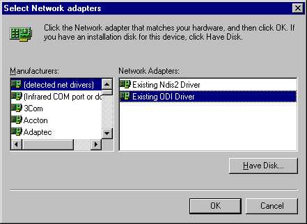 Add an adapter dialog showing the ODI adapter selection.